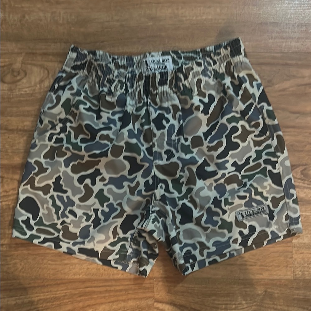 Local Boy Green and Black Camouflage Shorts
